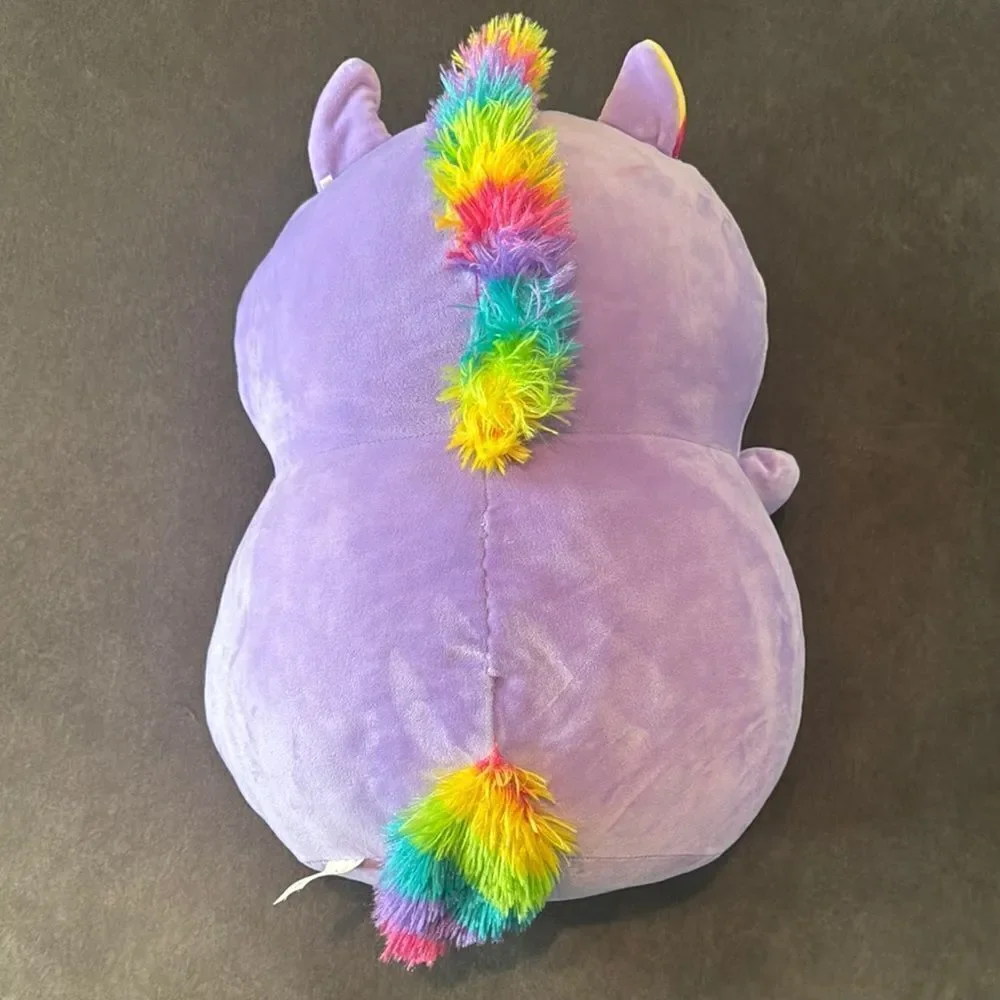 Kids Purple Unicorn Animal Plush Toy Rainbow Belly Tail Mane and Horn Super Soft